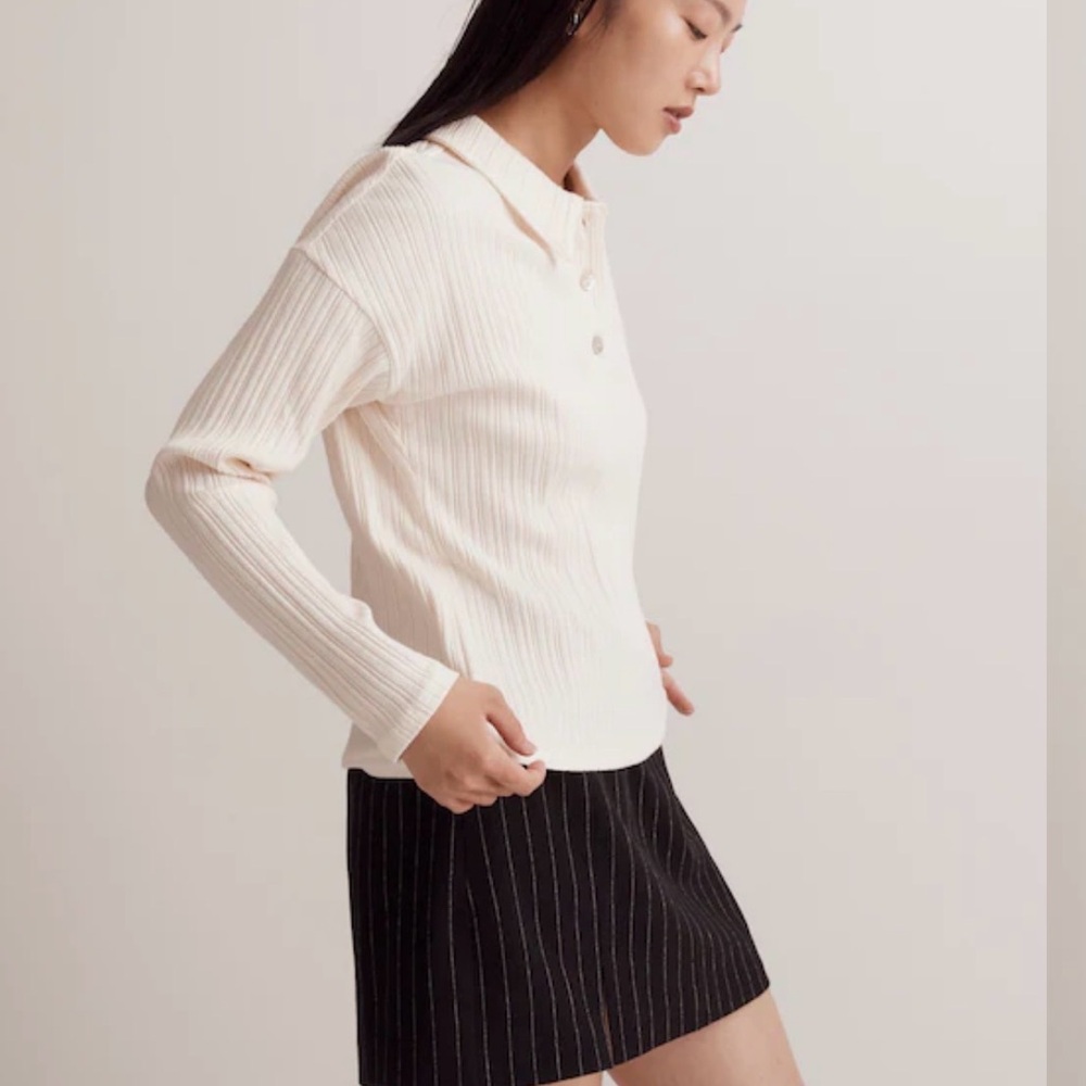 Madewell Variegated Ribbed Boxy Polo Shirt